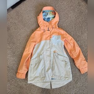 Orange and Cream Hooded Nike 6.0 Snowboarding Jacket